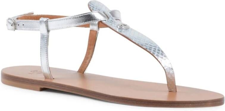 Dee Ocleppo Python Print Leren Thong Sandalen Gray Dames