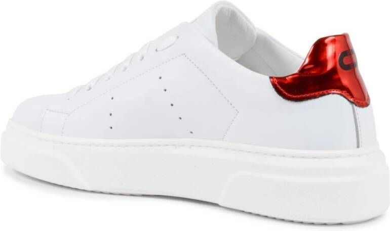 Dee Ocleppo Rode Detail Leren Sneaker White Dames