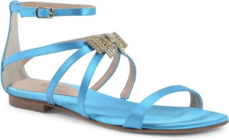 Dee Ocleppo Satin Strik Enkelband Sandaal Blue Dames