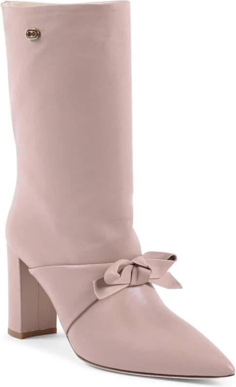 Dee Ocleppo Stijlvolle Bow Short Boot met Gouden Detail Pink Dames