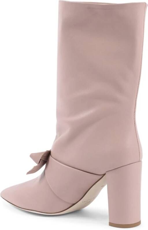 Dee Ocleppo Stijlvolle Bow Short Boot met Gouden Detail Pink Dames