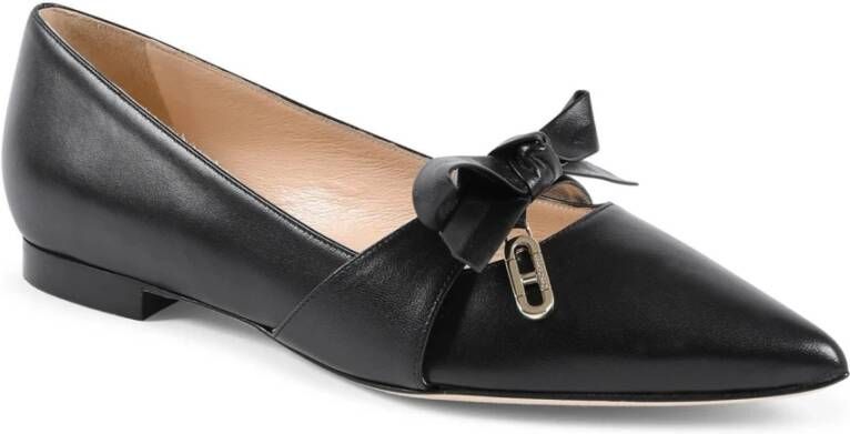 Dee Ocleppo Stijlvolle Leren Boog Ballerina Flats Black Dames