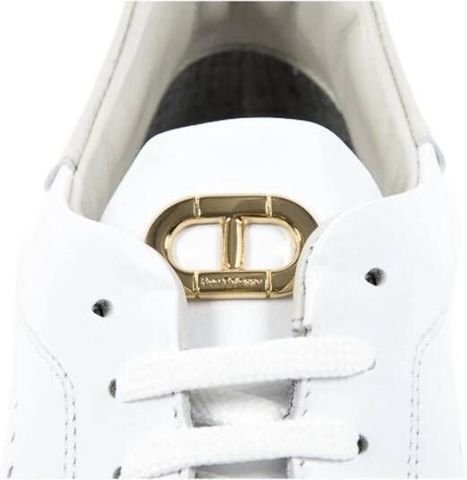 Dee Ocleppo Stijlvolle Leren Sneaker met Beige Detail White Dames