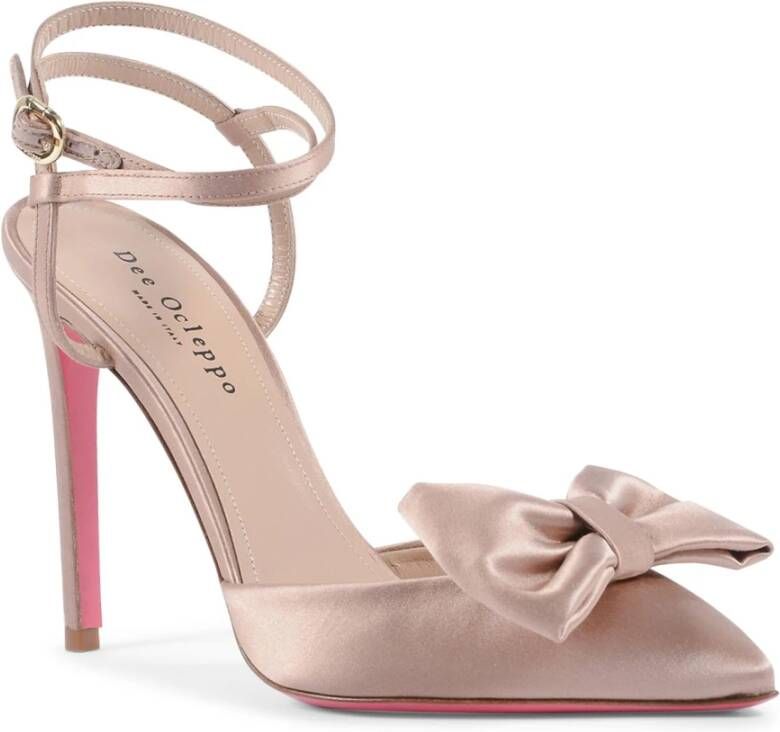 Dee Ocleppo Stijlvolle Satijnen Enkelband Stiletto's Pink Dames