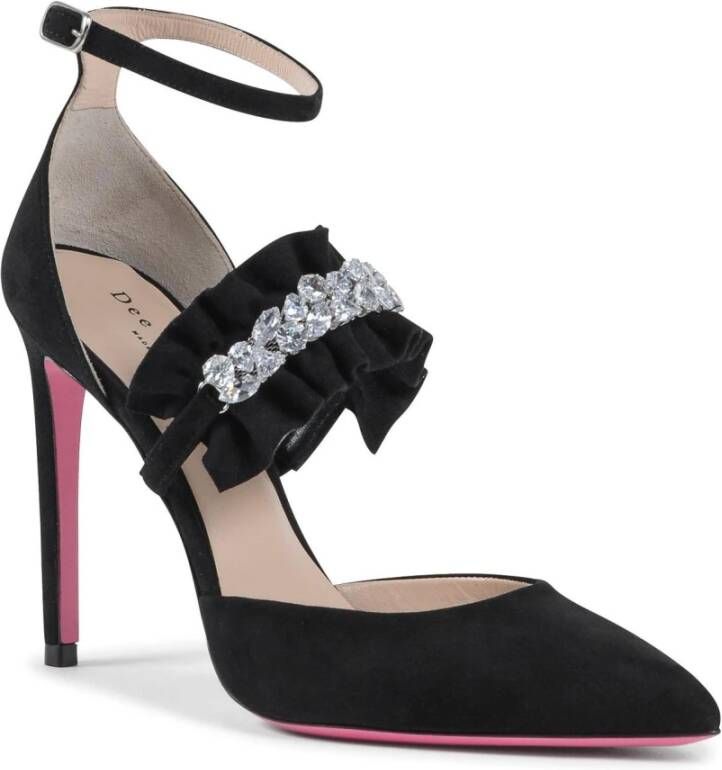 Dee Ocleppo Suede Satin Pump met leren zool Black Dames