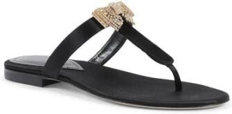 Dee Ocleppo Swarovski Strik Satijnen Sandalen Black Dames