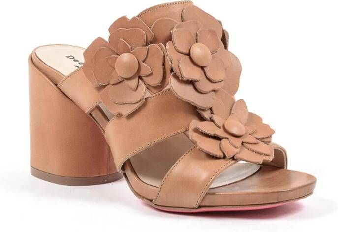 Dee Ocleppo Tan Leren Hoge Hak Sandalen Beige Dames