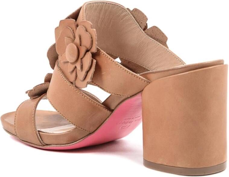 Dee Ocleppo Tan Leren Hoge Hak Sandalen Beige Dames