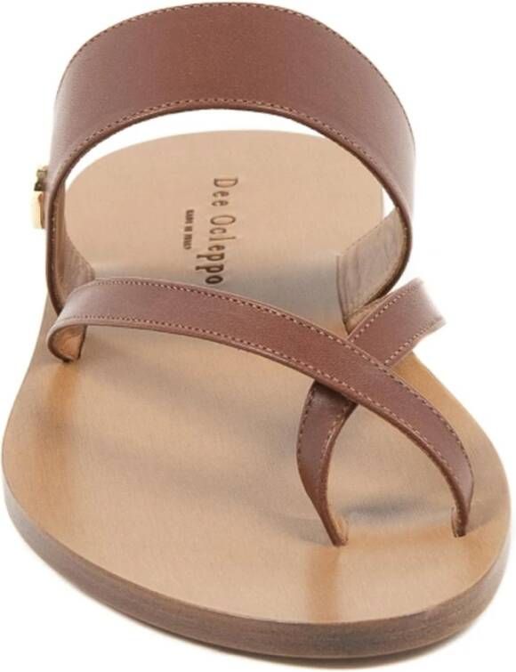 Dee Ocleppo Tan Leren Platte Sandalen Brown Dames