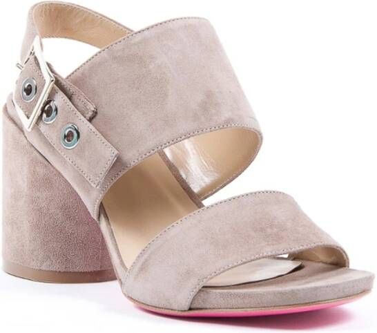 Dee Ocleppo Velours Hakken Sandalen in Taupe Beige Dames