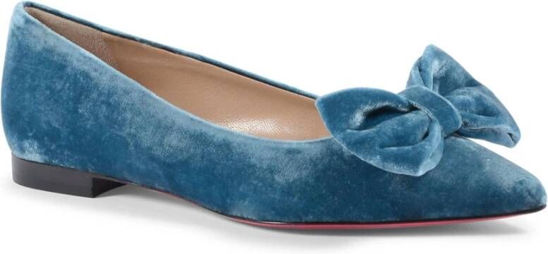 Dee Ocleppo Velvet Bow Ballerina Flats Blue Dames