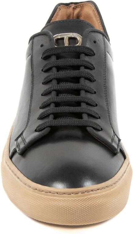 Dee Ocleppo Zachte leren sneaker met logo-details Black Heren