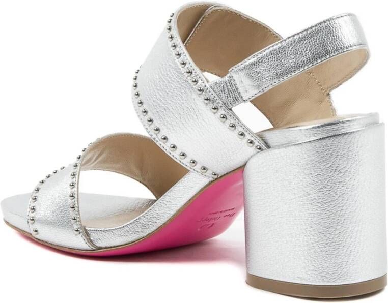 Dee Ocleppo Zilveren Leren Hoge Hak Sandalen Gray Dames