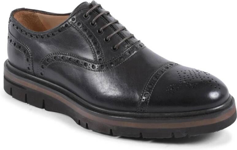 Dee Ocleppo Zwarte Leren Brogue Oxford Schoenen Brown Heren