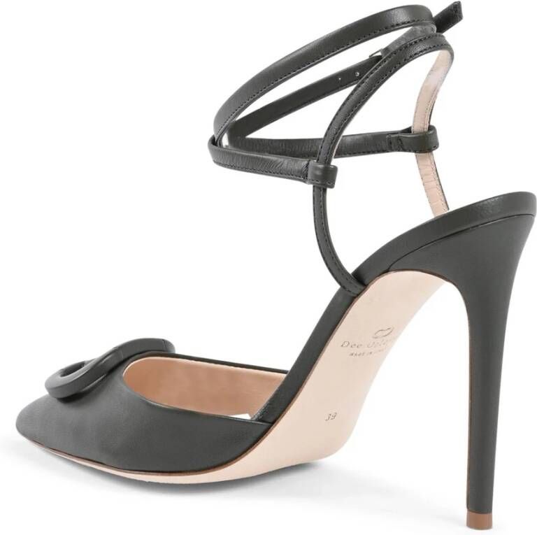 Dee Ocleppo Zwarte Leren Lace-Up Stiletto Pump Black Dames