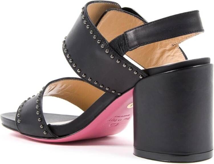 Dee Ocleppo Zwarte Leren Sandalen met 8 cm Hak Black Dames