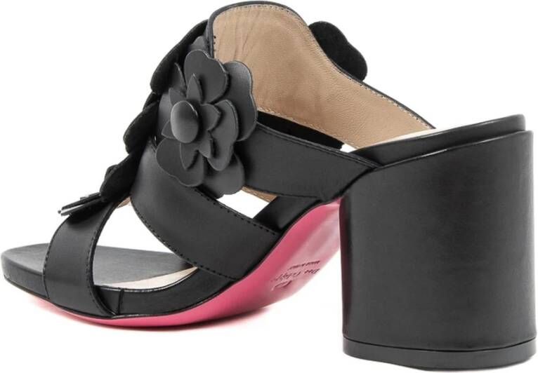 Dee Ocleppo Zwarte Leren Sandalen met 8 cm Hak Black Dames