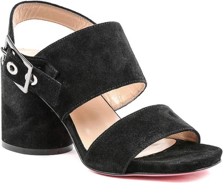 Dee Ocleppo Zwarte Suède Hoge Hak Sandalen Black Dames