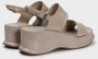 DEL Carlo Beige Sleehak Sandalen met Asymmetrische Bovenkant Beige Dames - Thumbnail 3