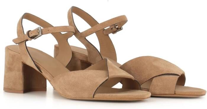 DEL Carlo Beige Suède Gekruiste Band Sandalen Beige Dames