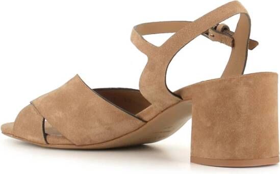 DEL Carlo Beige Suède Gekruiste Band Sandalen Beige Dames