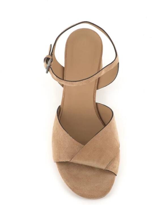 DEL Carlo Beige Suède Gekruiste Band Sandalen Beige Dames