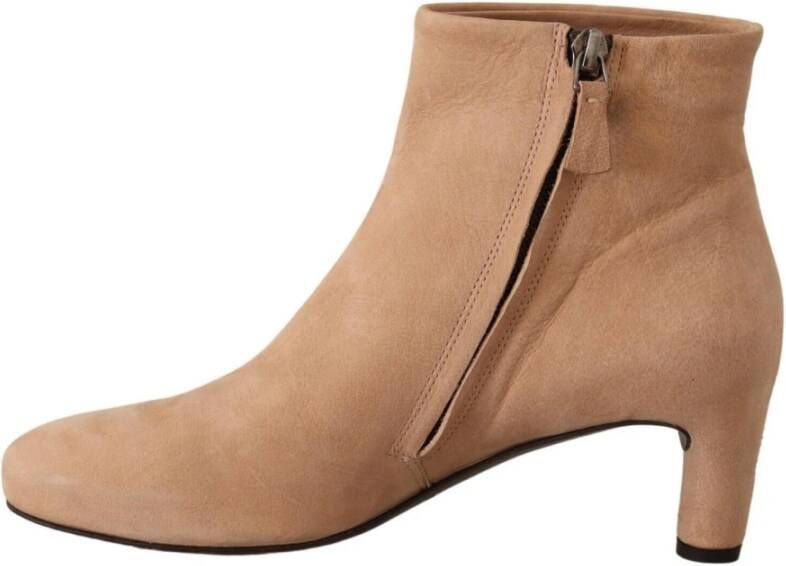 DEL Carlo Beige Suede Leather Mid Heels Pumps Boots Shoes Beige Dames