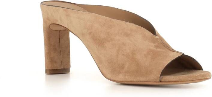 DEL Carlo Beige Suède Sandaal met V-Cut Beige Dames