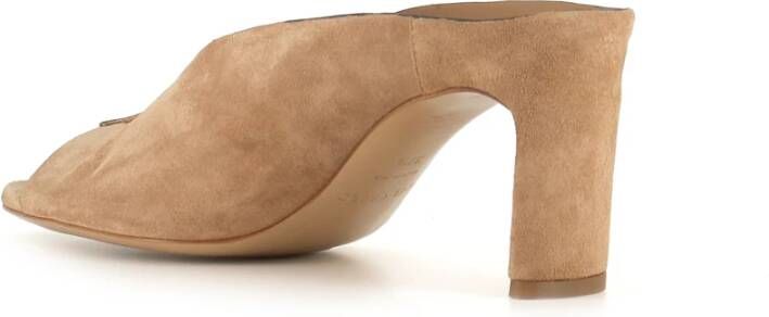 DEL Carlo Beige Suède Sandaal met V-Cut Beige Dames