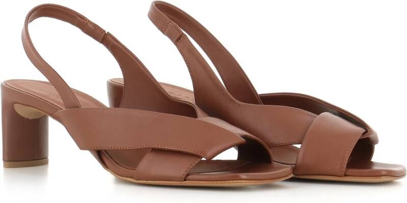 DEL Carlo Bruin lederen gekruiste band sandalen Brown Dames