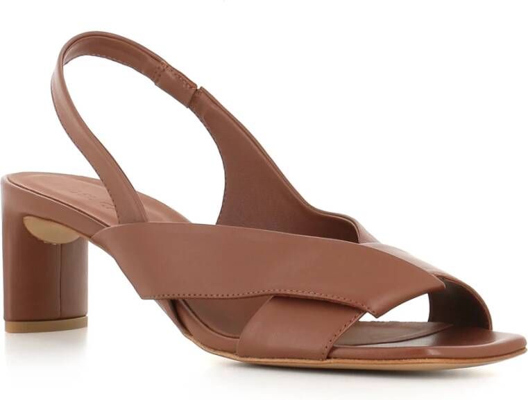 DEL Carlo Bruin lederen gekruiste band sandalen Brown Dames