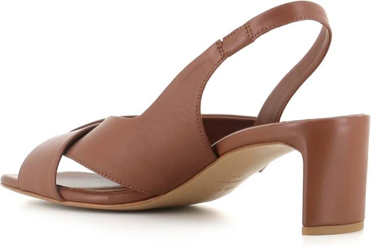 DEL Carlo Bruin lederen gekruiste band sandalen Brown Dames