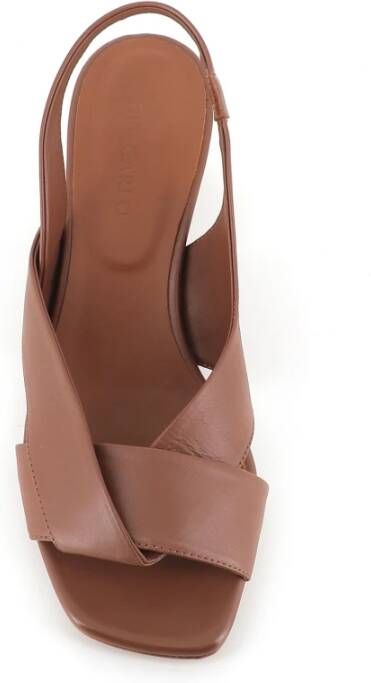 DEL Carlo Bruin lederen gekruiste band sandalen Brown Dames