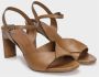 DEL Carlo Bruin Leren Middenhak Sandalen Brown Dames - Thumbnail 2