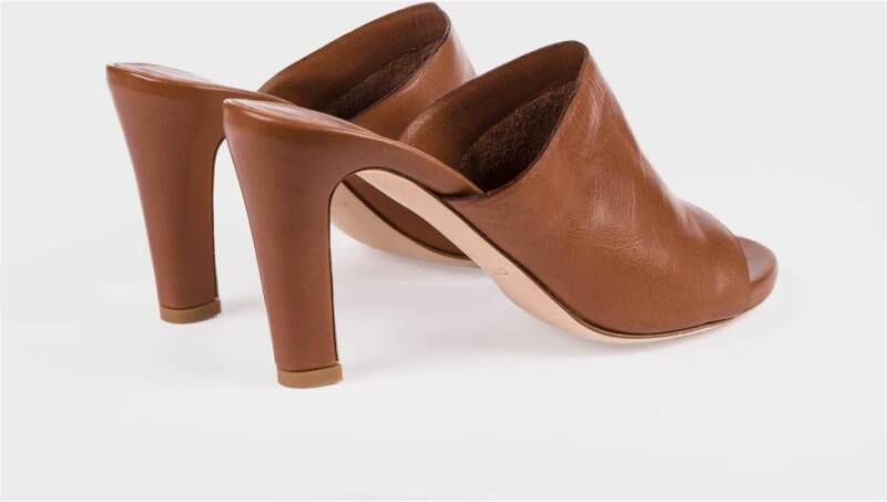 DEL Carlo Bruin Leren Stiletto Muiltjes met Open Neus Brown Dames