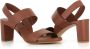 DEL Carlo Bruine Leren Sandalen Brown Dames - Thumbnail 2