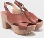 DEL Carlo Gekruiste Leren Sleehak Sandalen Bianca 11121 Brown Dames - Thumbnail 2