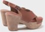 DEL Carlo Gekruiste Leren Sleehak Sandalen Bianca 11121 Brown Dames - Thumbnail 3