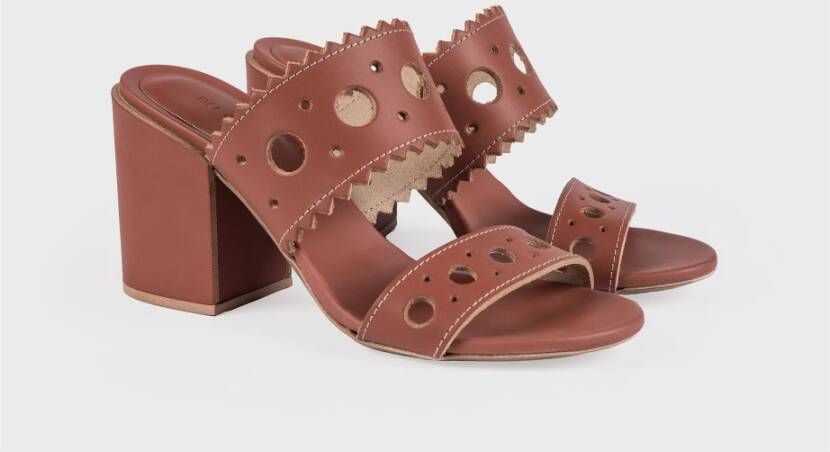 DEL Carlo Geometrische Sandalen met Blokhak Brown Dames