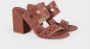 DEL Carlo Geometrische Sandalen met Blokhak Brown Dames - Thumbnail 2