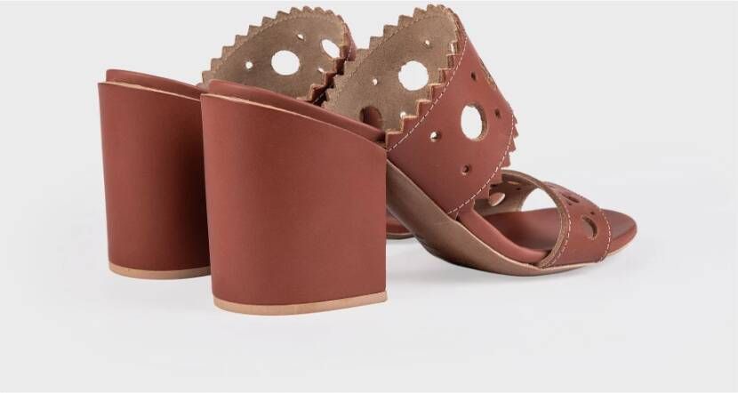 DEL Carlo Geometrische Sandalen met Blokhak Brown Dames