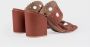 DEL Carlo Geometrische Sandalen met Blokhak Brown Dames - Thumbnail 3