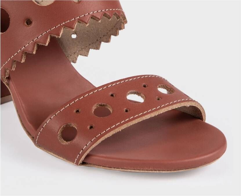 DEL Carlo Geometrische Sandalen met Blokhak Brown Dames