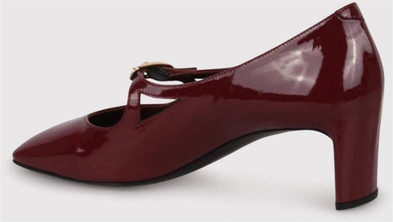 DEL Carlo Glanzende gesp pumps met sculpted hak Red Dames