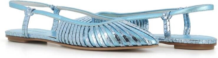 DEL Carlo Lichtblauwe Balletflats met Slangenprint Blue Dames