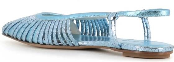 DEL Carlo Lichtblauwe Balletflats met Slangenprint Blue Dames