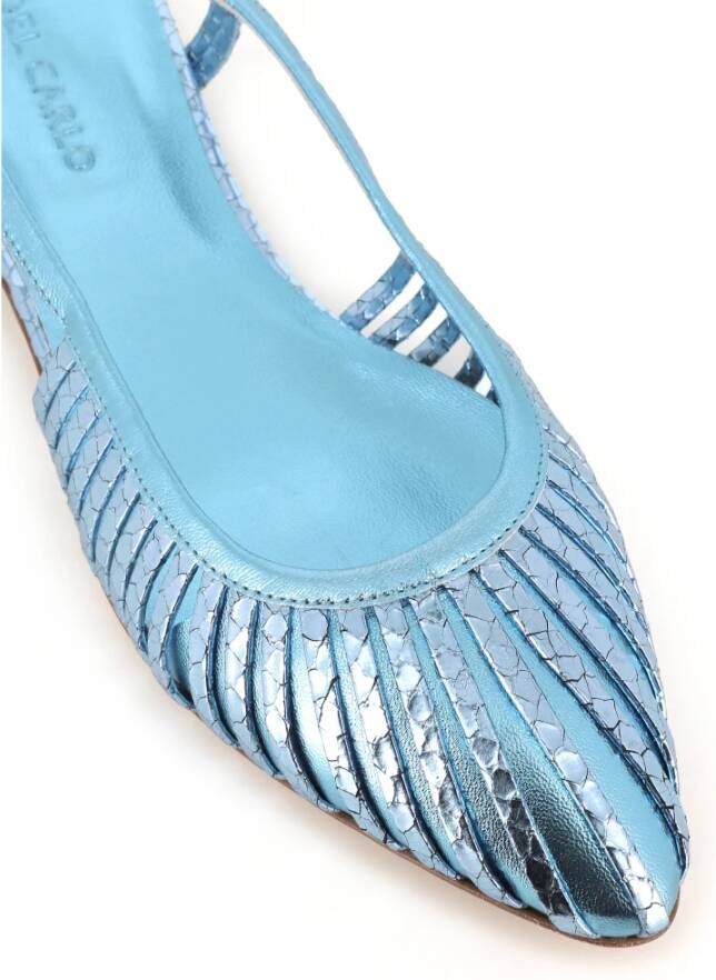 DEL Carlo Lichtblauwe Balletflats met Slangenprint Blue Dames