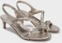 DEL Carlo Metallic Leren Kitten Hak Sandalen Gray Dames - Thumbnail 2