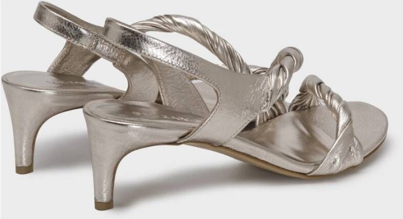 DEL Carlo Metallic Leren Kitten Hak Sandalen Gray Dames