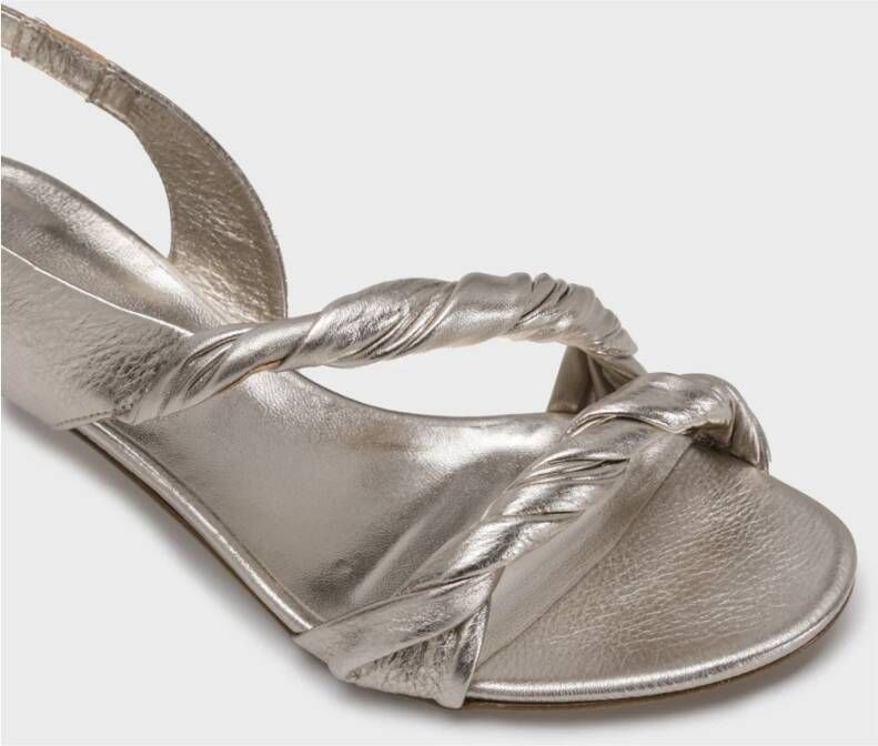 DEL Carlo Metallic Leren Kitten Hak Sandalen Gray Dames